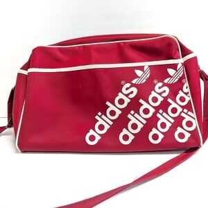 Vintage Adidas Red Shoulder Bag Small Tote Nylon Damaged